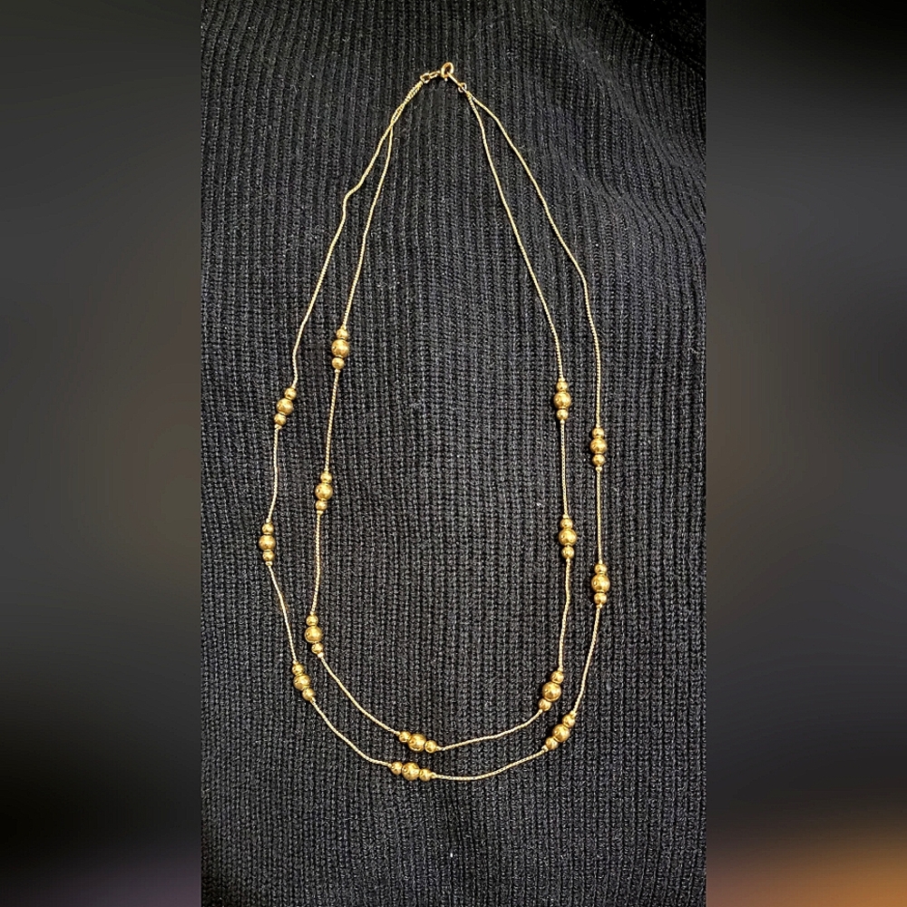 Gold Tone Double Strand Necklace - Avon Signed